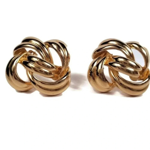 Signed Vintage Givenchy Gold Knot Earrings - Picture 2 of 5